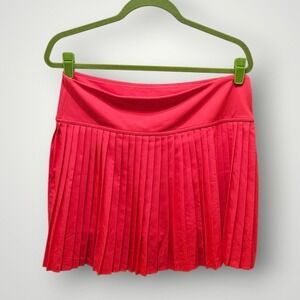 Fabletics Women Hot Shot Heated Red Pleated Tennis Skort Built-in Shorts  XL NEW